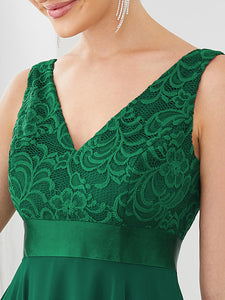 Color=Dark Green | Deep V Neck Asymmetrical Hem Sleeveless Wholesale Dresses-Dark Green 5