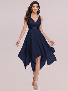 Color=Navy Blue | Stunning Wholesale V Neck Lace & Chiffon Prom Dress For Women-Purple Navy Blue 3