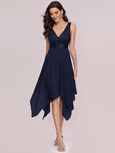 Color=Navy Blue | Stunning Wholesale V Neck Lace & Chiffon Prom Dress For Women-Purple Navy Blue 4