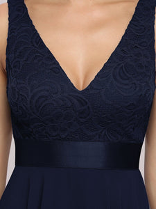 Color=Navy Blue | Stunning Wholesale V Neck Lace & Chiffon Prom Dress For Women-Purple Navy Blue 5