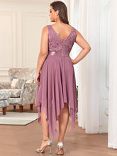 Load image into Gallery viewer, Color=Orchid | Plus Size Deep V Neck Asymmetrical Hem Sleeveless Wholesale Dresses-Orchid 2
