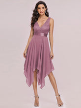 Load image into Gallery viewer, Color=Orchid | Stunning Wholesale V Neck Lace &amp; Chiffon Prom Dress For Women-Orchid 4