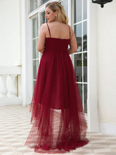 Load image into Gallery viewer, Color=Burgundy | Modest Wholesale High-Low Tulle Prom Dress For Women-Burgundy 2