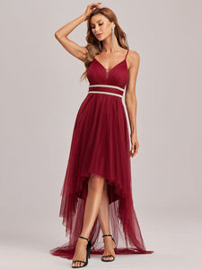 Color=Burgundy | Modest Wholesale High-Low Tulle Prom Dress For Women-Burgundy 6