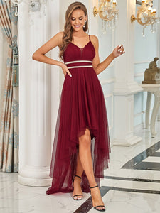Color=Burgundy | Modest Wholesale High-Low Tulle Prom Dress For Women-Burgundy 4