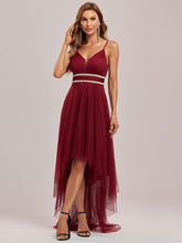 Load image into Gallery viewer, Color=Burgundy | Modest Wholesale High-Low Tulle Prom Dress For Women-Burgundy 8