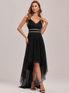 Color=Black | Modest Wholesale High-Low Tulle Prom Dress For Women-Black 6