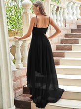 Load image into Gallery viewer, Color=Black | Modest Wholesale High-Low Tulle Prom Dress For Women-Black 3