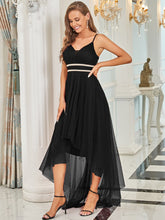 Load image into Gallery viewer, Color=Black | Modest Wholesale High-Low Tulle Prom Dress For Women-Black 4