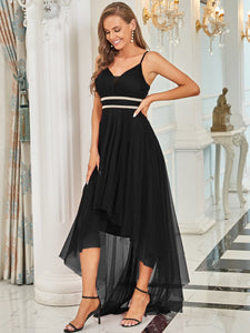 Color=Black | Modest Wholesale High-Low Tulle Prom Dress For Women-Black 4