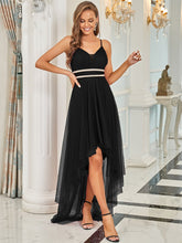 Load image into Gallery viewer, Color=Black | Modest Wholesale High-Low Tulle Prom Dress For Women-Black 1