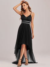 Load image into Gallery viewer, Color=Black | Modest Wholesale High-Low Tulle Prom Dress For Women-Black 8