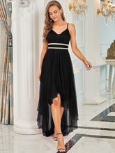 Load image into Gallery viewer, Color=Black | Modest Wholesale High-Low Tulle Prom Dress For Women-Black 2