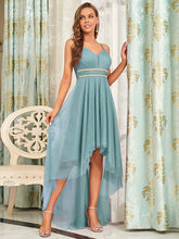Load image into Gallery viewer, Color=Dusty blue | Modest Wholesale High-Low Tulle Prom Dress For Women-Dusty Blue  1