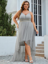 Load image into Gallery viewer, Color=Grey | Modest Wholesale High-Low Tulle Prom Dress For Women-Grey 1