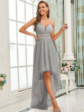 Load image into Gallery viewer, Color=Grey | Modest Wholesale High-Low Tulle Prom Dress For Women-Grey 3