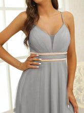 Load image into Gallery viewer, Color=Grey | Modest Wholesale High-Low Tulle Prom Dress For Women-Grey 5