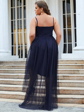 Load image into Gallery viewer, Color=Navy Blue | Modest Wholesale High-Low Tulle Prom Dress For Women-Navy Blue 4