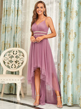 Load image into Gallery viewer, Color=Orchid | Modest Wholesale High-Low Tulle Prom Dress For Women-Orchid 4