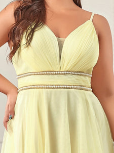 Color=Yellow | Modest Wholesale High-Low Tulle Prom Dress For Women-Yellow 5
