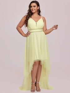 Color=Yellow | Modest Wholesale High-Low Tulle Prom Dress For Women-Yellow 8