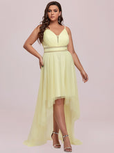 Load image into Gallery viewer, Color=Yellow | Modest Wholesale High-Low Tulle Prom Dress For Women-Yellow 6