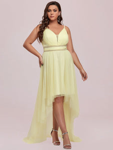 Color=Yellow | Modest Wholesale High-Low Tulle Prom Dress For Women-Yellow 6