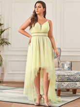 Load image into Gallery viewer, Color=Yellow | Modest Wholesale High-Low Tulle Prom Dress For Women-Yellow 1
