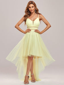 Color=Yellow | Modest Wholesale High-Low Tulle Prom Dress For Women-Yellow 7
