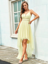 Load image into Gallery viewer, Color=Yellow | Modest Wholesale High-Low Tulle Prom Dress For Women-Yellow 1