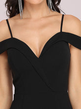 Load image into Gallery viewer, Color=Black | Stunning Off Shoulder Wholesale High-Low Evening Dress With Tulle-Black 5