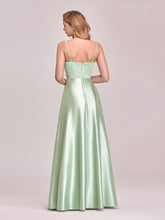 Load image into Gallery viewer, Color=Mint Green | Stunning Deep V Neck A-Line Satin Wholesale Prom Dresses-Mint Green 2