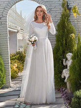 Load image into Gallery viewer, Color=Cream | Minimalist Maxi Tulle Wedding Dress With Long Sleeves-Cream 1