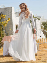 Load image into Gallery viewer, Color=Cream | Minimalist Maxi Tulle Wedding Dress With Long Sleeves-Cream 3