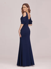 Load image into Gallery viewer, Color=Navy Blue | Fashion Round Neck Fishtail Wholesale Evening Dress With Cold Shoulder-Navy Blue 2