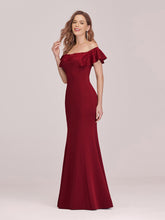 Load image into Gallery viewer, Color=Burgundy | Sexy Off Shoulder Wholesale Mermaid Evening Dress With Appliques-Burgundy 3