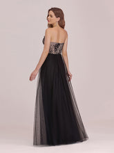 Load image into Gallery viewer, Color=Black | Sexy Off Shoulder Tulle Formal Wholesale Evening Dresses With Lace-Black 2