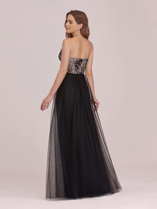 Color=Black | Sexy Off Shoulder Tulle Formal Wholesale Evening Dresses With Lace-Black 2
