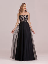 Load image into Gallery viewer, Color=Black | Sexy Off Shoulder Tulle Formal Wholesale Evening Dresses With Lace-Black 4