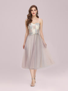 Color=Pink | Romantic A-Line Short Tulle Wholesale Bridesmaid Dress With Appliques-Pink 1