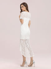 Load image into Gallery viewer, Color=Cream | Simple V Neck Wholesale Tea Length Lace Party Dress-Cream 2