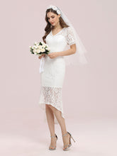 Load image into Gallery viewer, Color=Cream | Simple V Neck Wholesale Tea Length Lace Party Dress-Cream 4