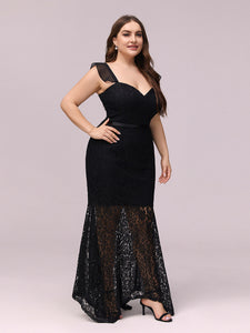 Color=Black | Elegant Casual Tea-Length Wholesale Lace Bodycon Party Dress Ep00372-Black 5
