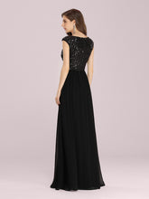 Load image into Gallery viewer, Color=Black | Stunning A-Line Chiffon Wholesale Evening Dress With Sequin Bodice Ep00373-Black 2