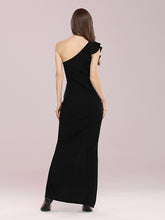 Load image into Gallery viewer, Color=Black | Hot One Shoulder Wholesale Party Dress With Ruffles-Black 2