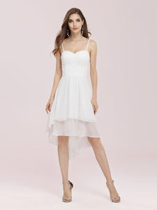 Color=Cream | Casual Wholesale Chiffon Dress With Spaghetti Straps-Cream 4