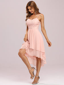 Color=Pink | Casual Wholesale Chiffon Dress With Spaghetti Straps-Pink 7