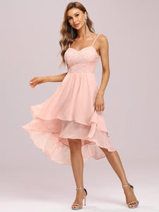 Color=Pink | Casual Wholesale Chiffon Dress With Spaghetti Straps-Pink 6