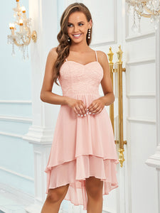 Color=Pink | Casual Wholesale Chiffon Dress With Spaghetti Straps-Pink 1