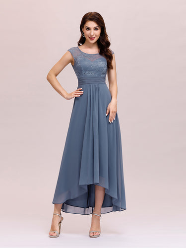 Color=Dusty Navy | Fashion Ruched High Waist Wholesale Chiffon Cocktail Dress-Dusty Navy 1
